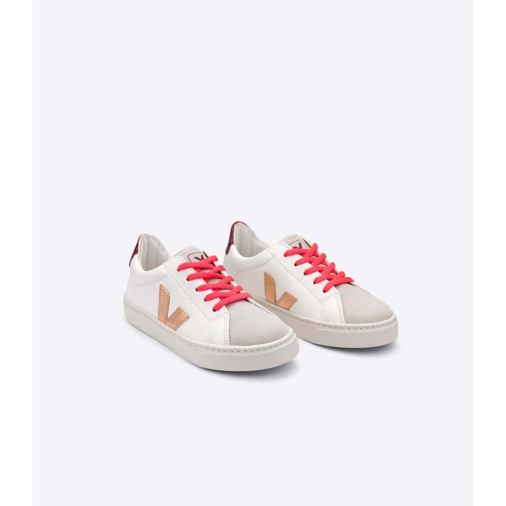 Veja ESPLAR LEATHER Sneakers Kinderen Gold/Red/White | BE 810OKI